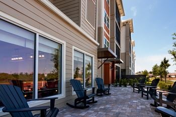 Relaxing seating areas w/ adirondack chairs